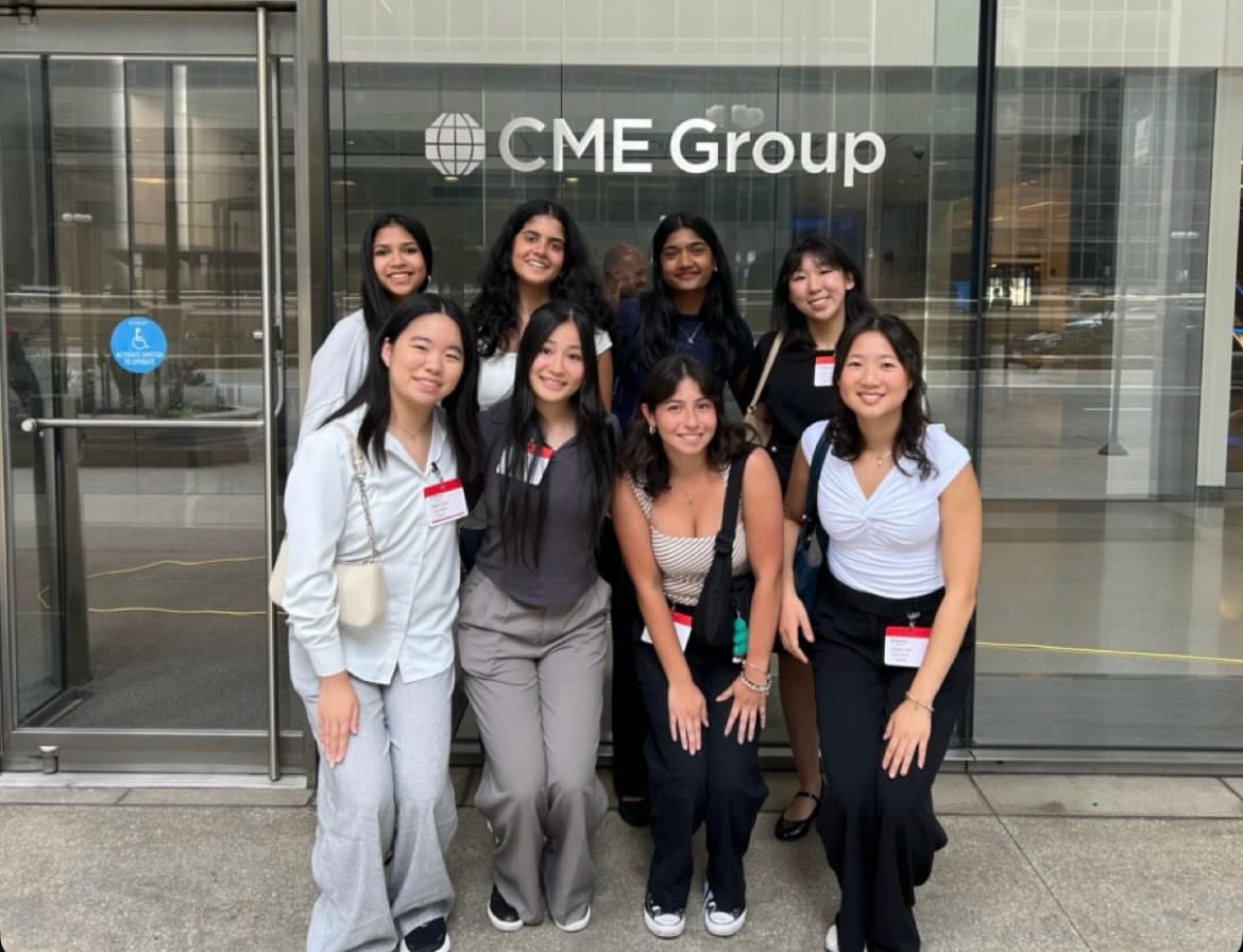 Group photo outside CME Group’s Chicago office during the site visit